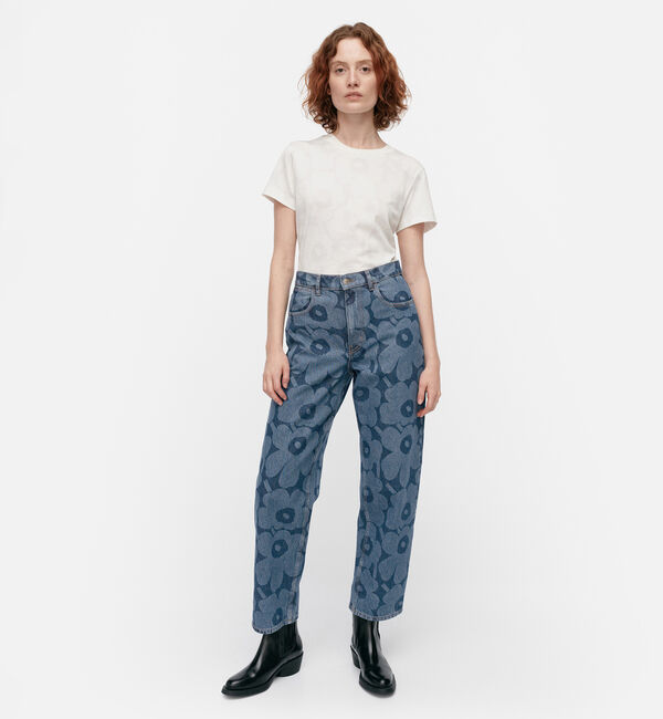 Marimekko「Maridenim Barrel Unikko ジーンズ」|チノ|ミッドインディゴ