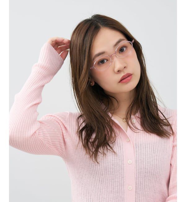  「オーバル型 メガネ | 軽量 伊達メガネビジネス 軽くて壊れにくい Zoff SMART Regular レンズ交換券付」|メガネ|ライトピンク