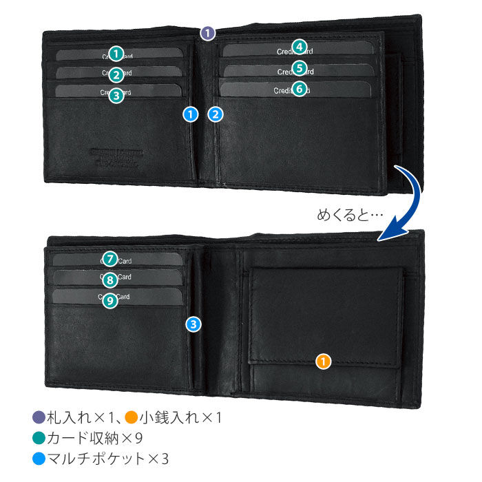 BACKYARD FAMILY「財布 メンズ 二つ折り 通販 本革 牛革 水牛革 折財布 二つ折り財布 小銭入れあり おしゃれ」|財布|