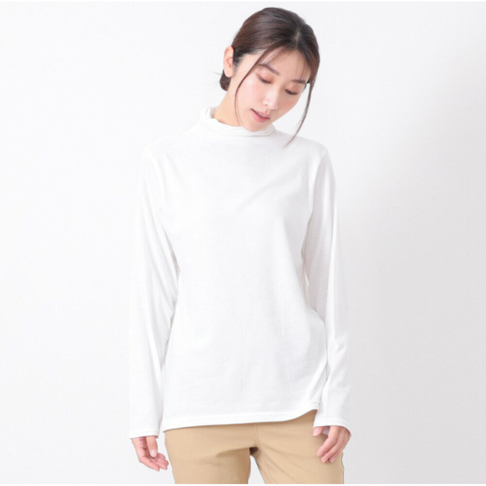 BACKYARD FAMILY「ボトルネック プルオーバー 長袖 通販 Tシャツ カットソー ロンT 長袖Tシャツ タートルネック」|Tシャツ・カットソー|ホワイト1