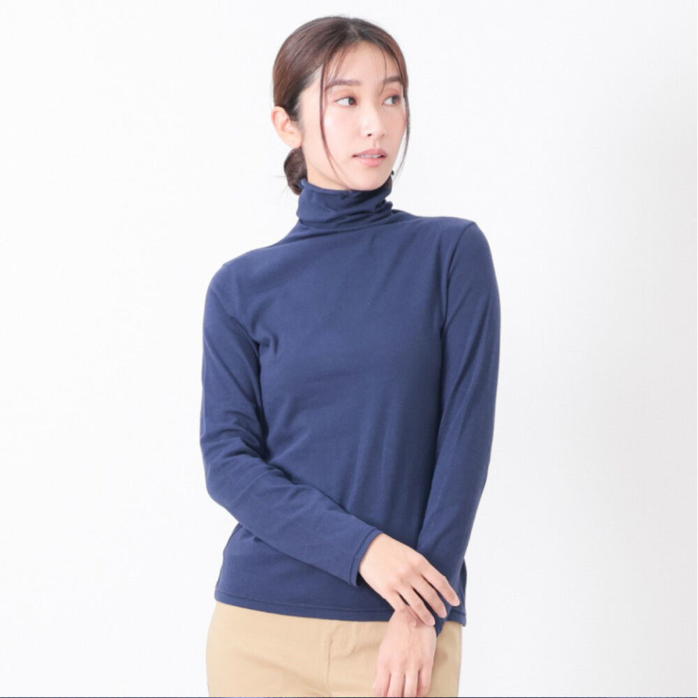 BACKYARD FAMILY「ボトルネック プルオーバー 長袖 通販 Tシャツ カットソー ロンT 長袖Tシャツ タートルネック」|Tシャツ・カットソー|ブルー1