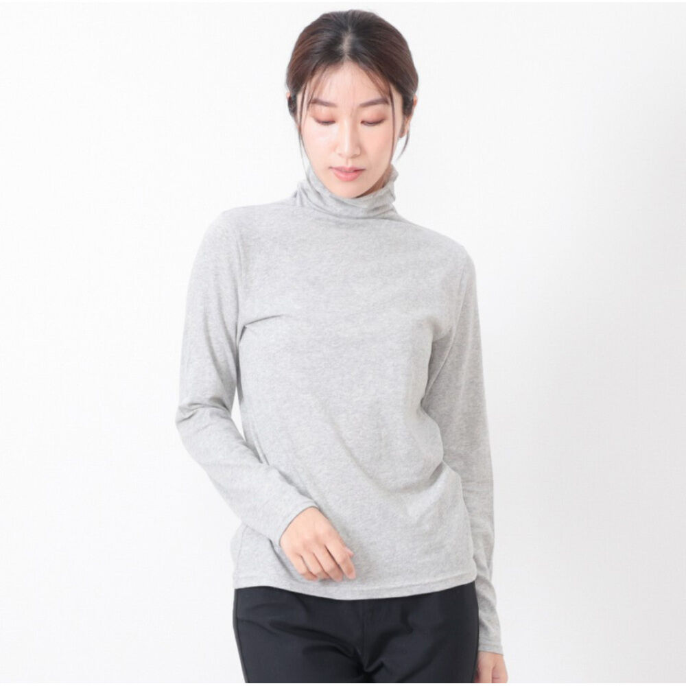 BACKYARD FAMILY「ボトルネック プルオーバー 長袖 通販 Tシャツ カットソー ロンT 長袖Tシャツ タートルネック」|Tシャツ・カットソー|グレー1