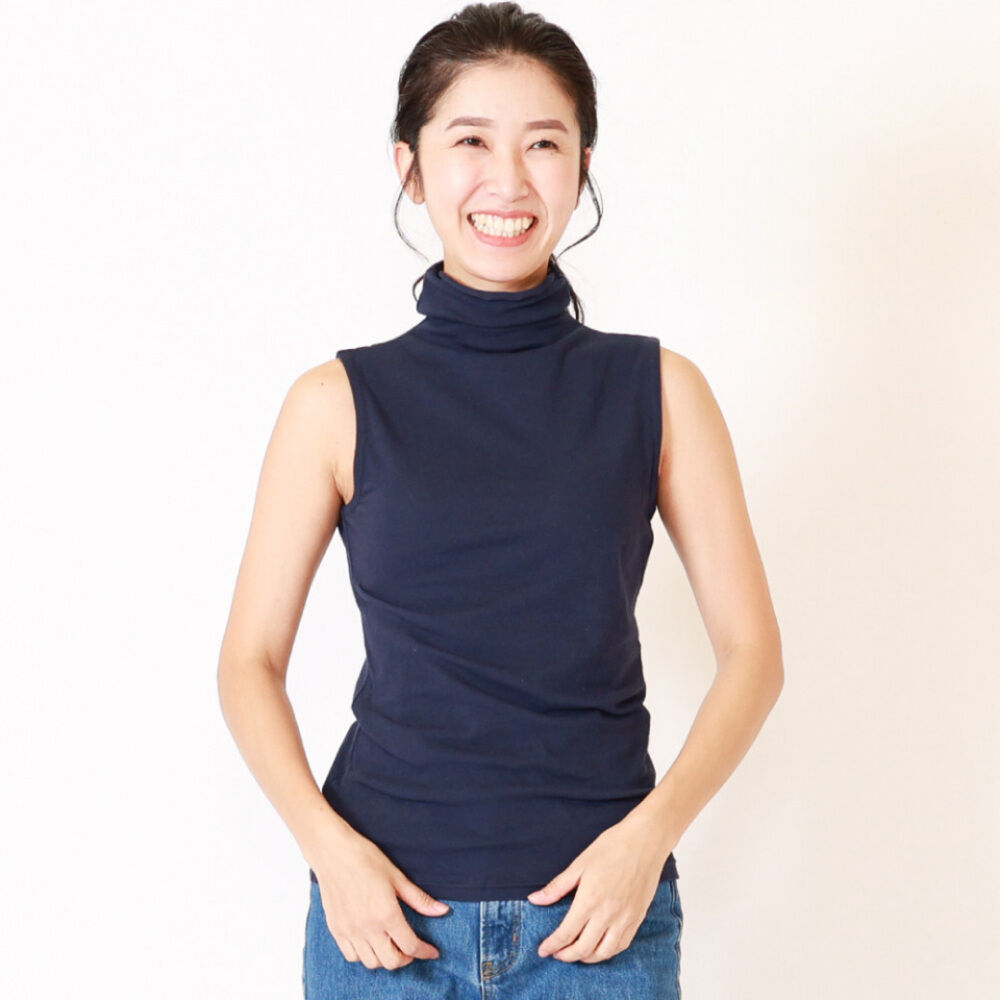 BACKYARD FAMILY「ボトルネック プルオーバー タンクトップ 通販 カットソー ノースリーブ ハイネック」|Tシャツ・カットソー|ブルー2