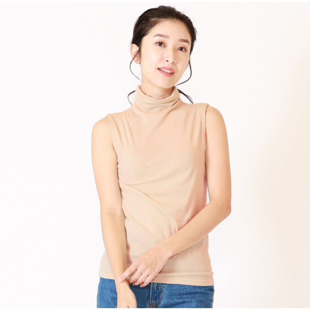 BACKYARD FAMILY「ボトルネック プルオーバー タンクトップ 通販 カットソー ノースリーブ ハイネック」|Tシャツ・カットソー|ピンク1