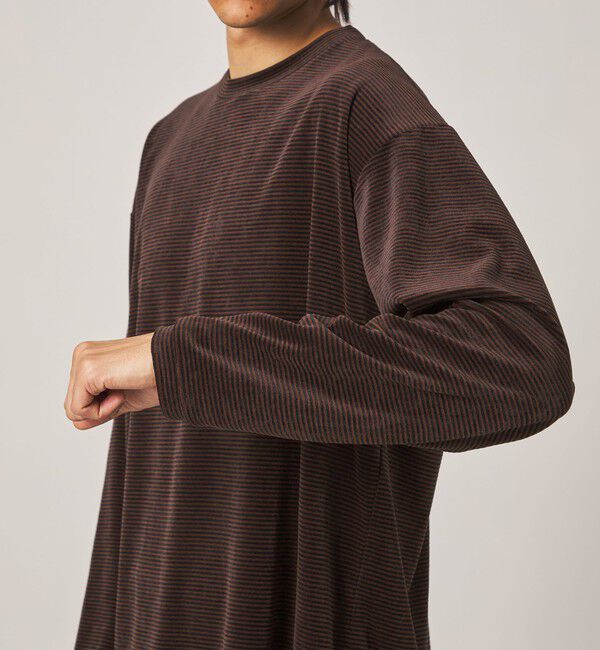STEVEN ALAN「＜Steven Alan＞ ベロア ボーダー クルーネック Ｔシャツ」|Tシャツ・カットソー|