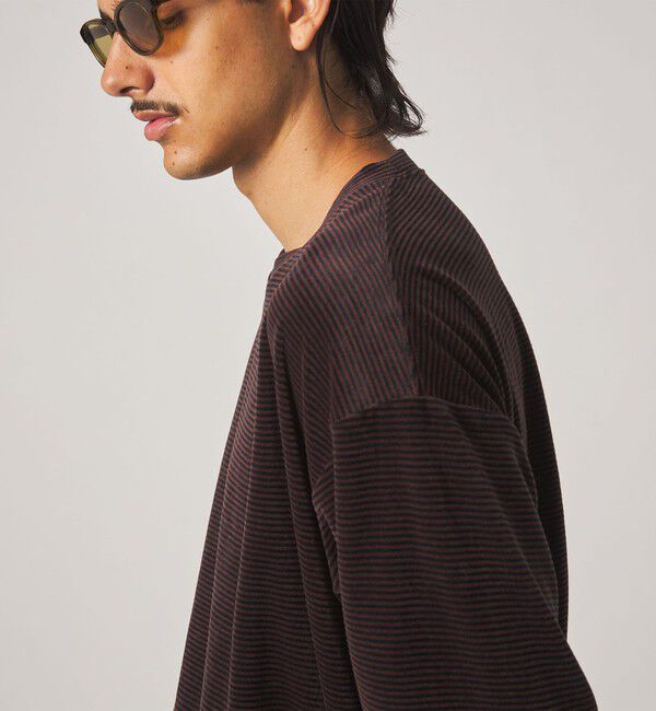 STEVEN ALAN「＜Steven Alan＞ ベロア ボーダー クルーネック Ｔシャツ」|Tシャツ・カットソー|