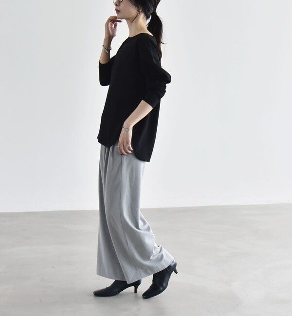 quaranciel「〈洗濯機可能〉カットジョーゼット ラウンドヘム ルーズ プルオーバー」|Tシャツ・カットソー|