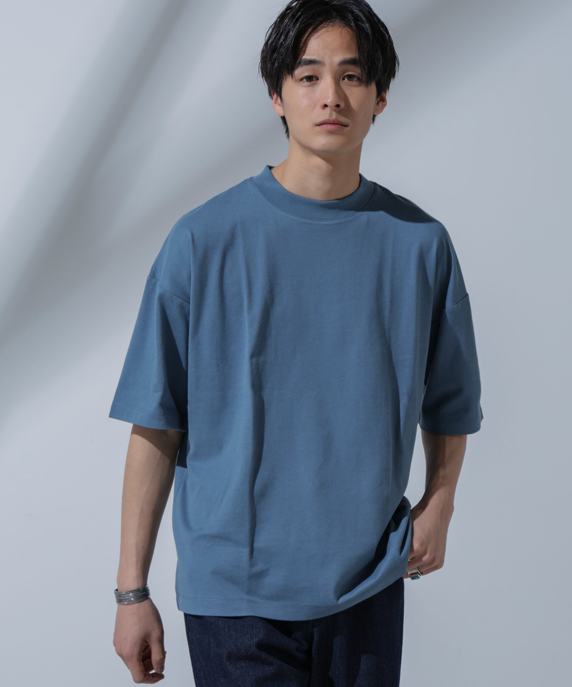 nano･universe「Anti Soaked(R)汗染み防止 クルーネックビッグT」|Tシャツ・カットソー|ブルー