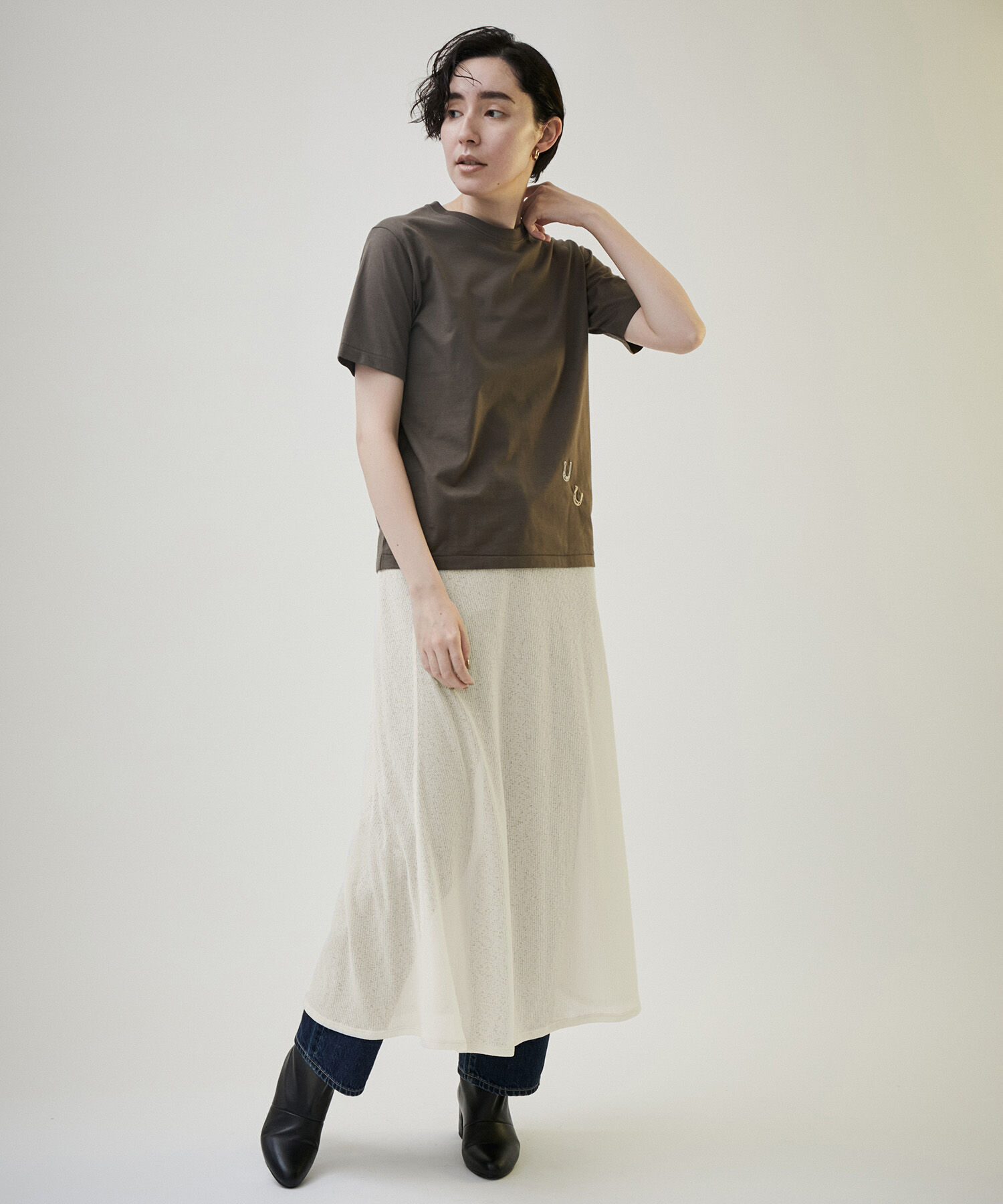 SALON adam et rope'「KINANシアーリブロングスカート」|スカート|