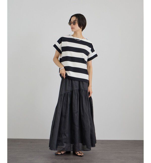 SALON adam et rope'「【WEB限定】フレンチスリーブポンチボーダーTシャツ」|Tシャツ・カットソー|