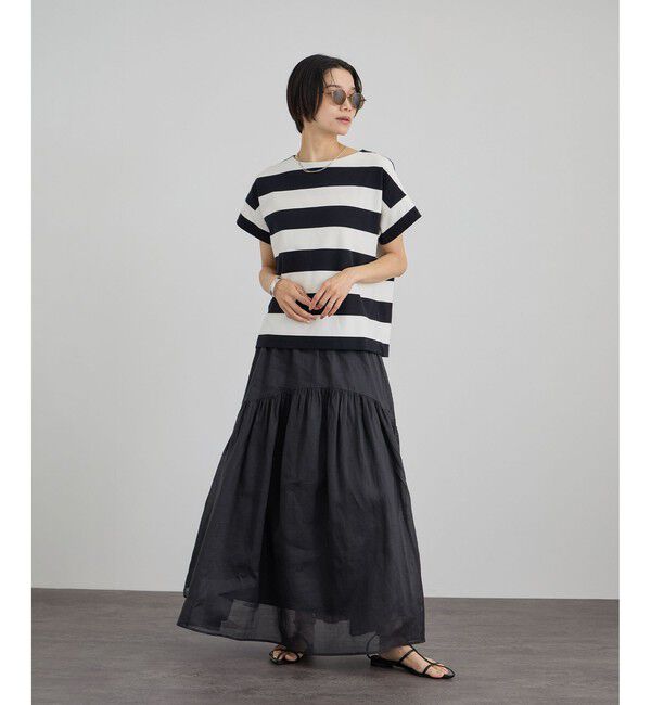 SALON adam et rope'「【WEB限定】フレンチスリーブポンチボーダーTシャツ」|Tシャツ・カットソー|