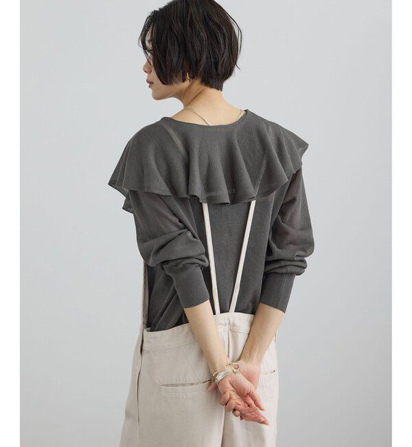 SALON adam et rope'「【WEB限定】ラッフルフリルシアーニットカーディガン」|カーディガン|