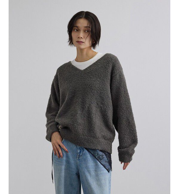 SALON adam et rope'「【WEB限定】ループヤーンVネックプルオーバー」|ニット・セーター|