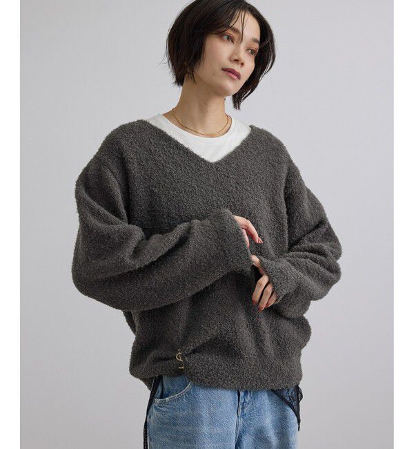 SALON adam et rope'「【WEB限定】ループヤーンVネックプルオーバー」|ニット・セーター|