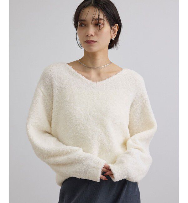 SALON adam et rope'「【WEB限定】ループヤーンVネックプルオーバー」|ニット・セーター|