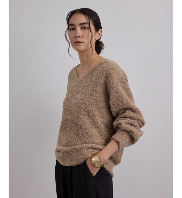 SALON adam et rope'「【WEB限定】ループヤーンVネックプルオーバー」|ニット・セーター|ベージュ系(28)