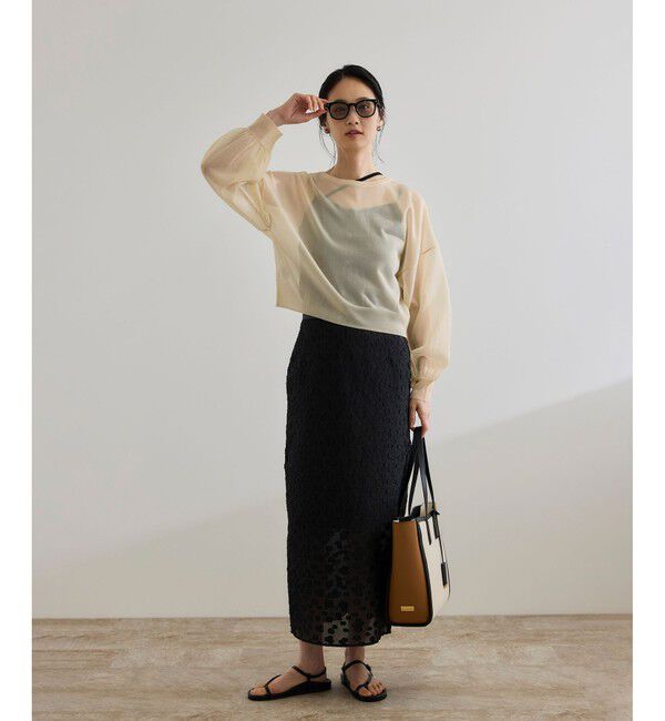 ROPE「【洗える】【WEB・一部店舗限定】フラワージャガードスカート/セットアップ対応」|スカート|