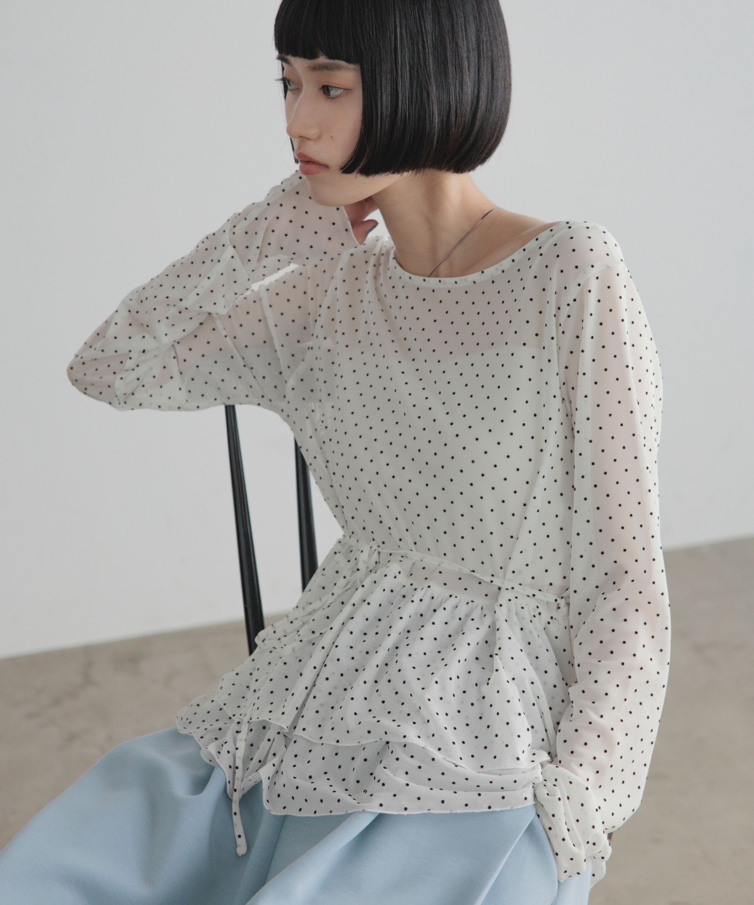 LOWRYS FARM「ドットレースチュールLS」|Tシャツ・カットソー|