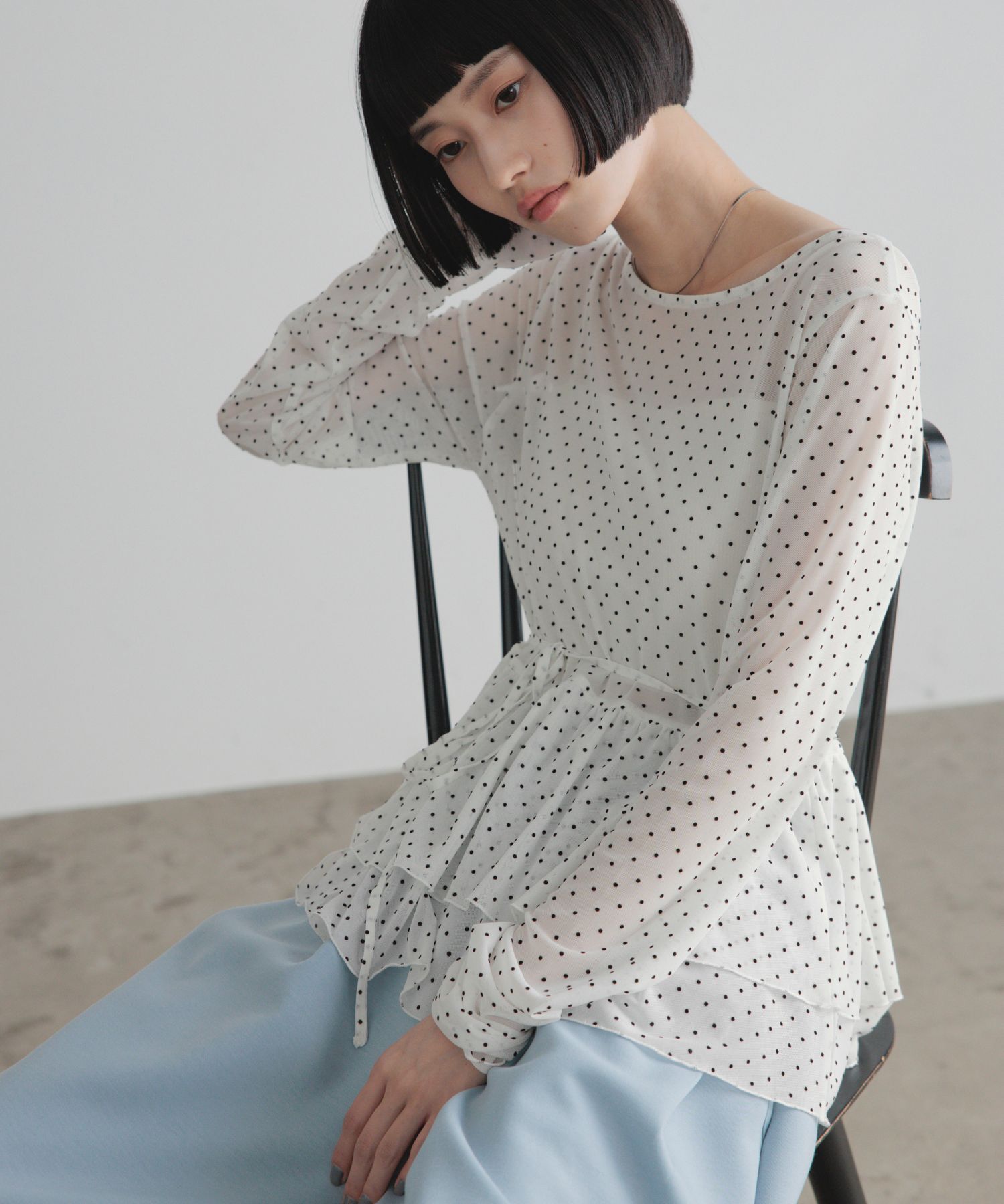 LOWRYS FARM「ドットレースチュールLS」|Tシャツ・カットソー|
