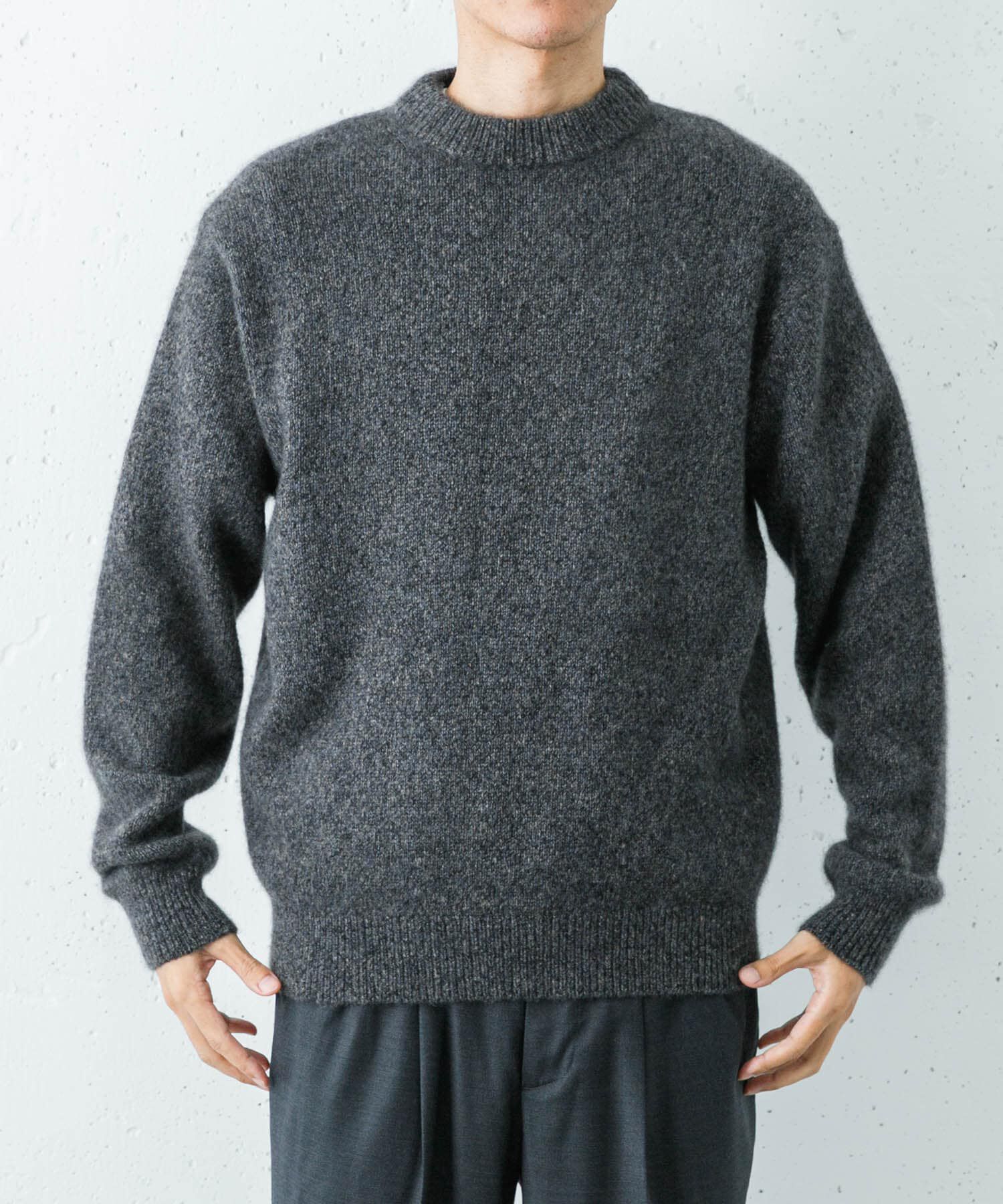 URBAN RESEARCH「new basic　CASHMERE SILK MOULINE CREW-NECK KNIT」|ニット・セーター|