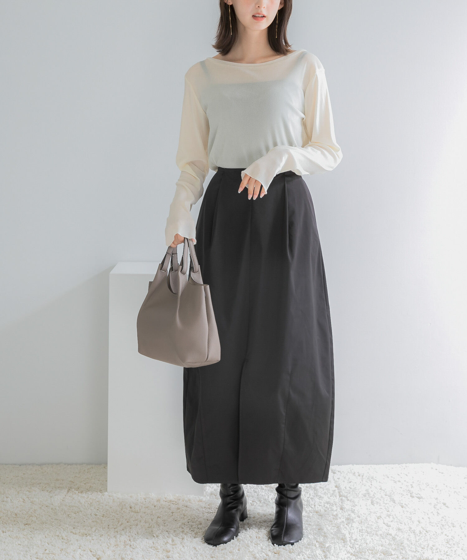 URBAN RESEARCH ROSSO「ヘビーサテンバレルスカート」|スカート|
