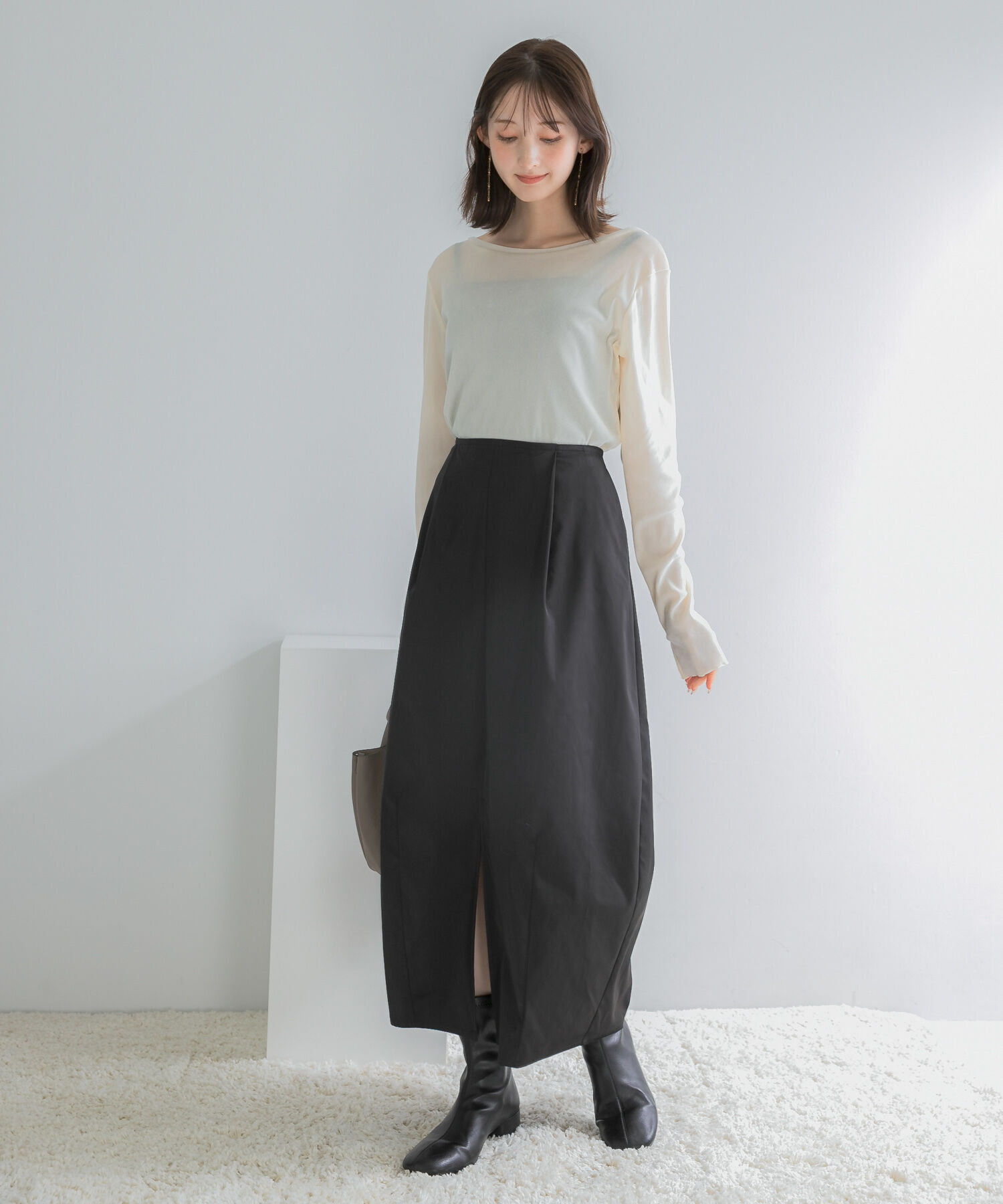 URBAN RESEARCH ROSSO「ヘビーサテンバレルスカート」|スカート|