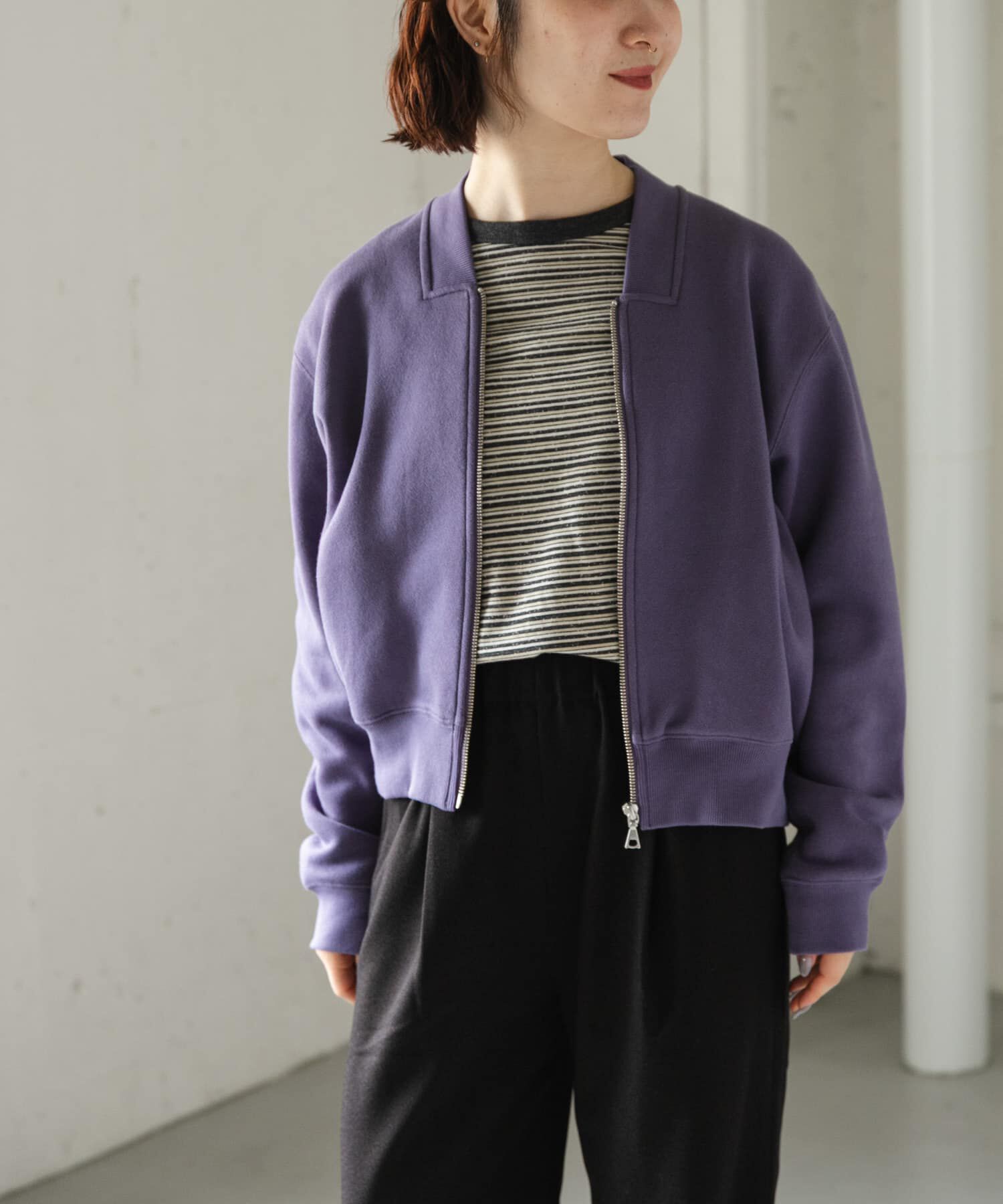 URBAN RESEARCH DOORS「FORK&SPOON　アムンゼンジップカーディガン」|カーディガン|パープル