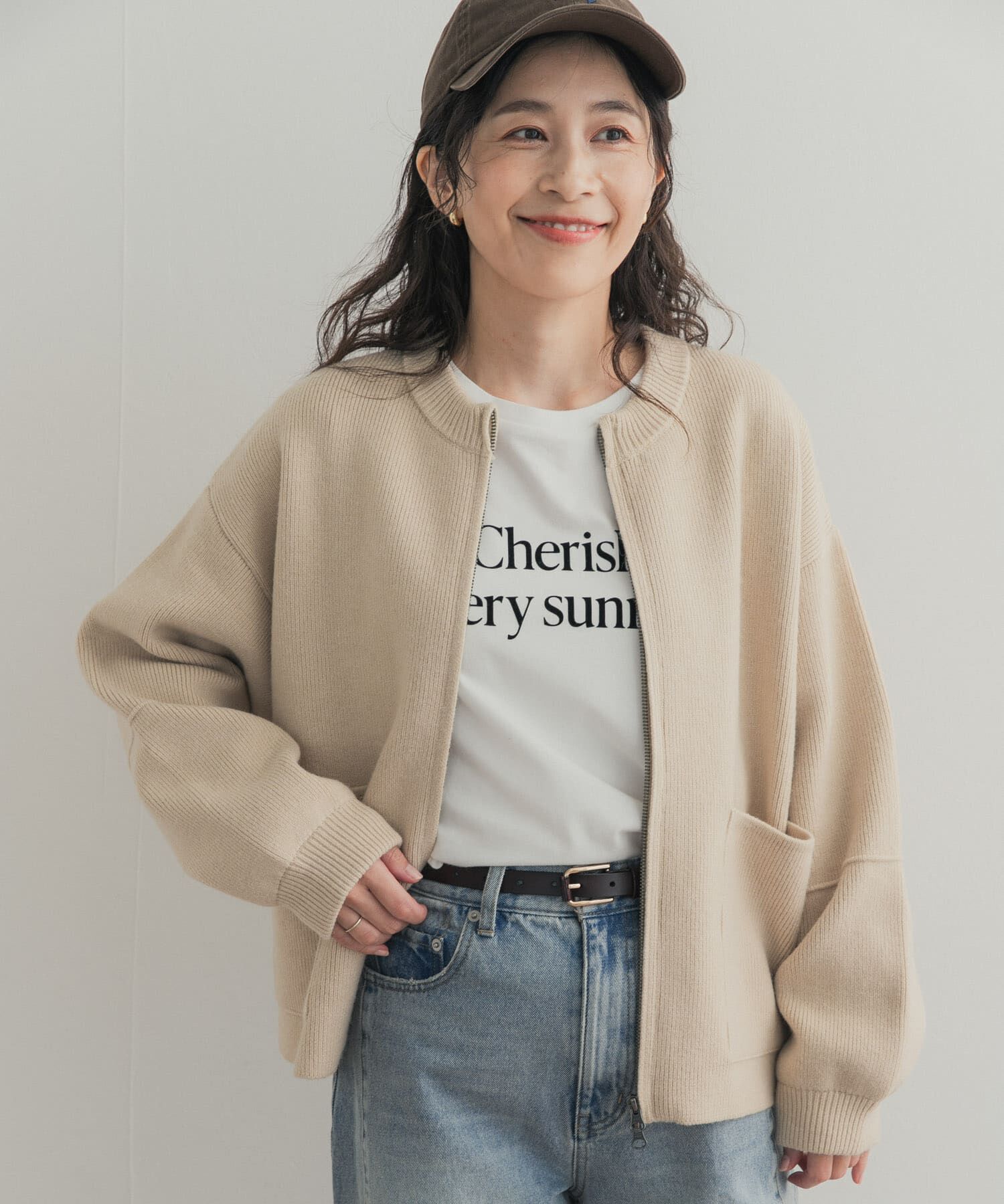 URBAN RESEARCH DOORS「『一部WEB限定カラー』ニットZIPブルゾン」|ブルゾン・スタジャン|