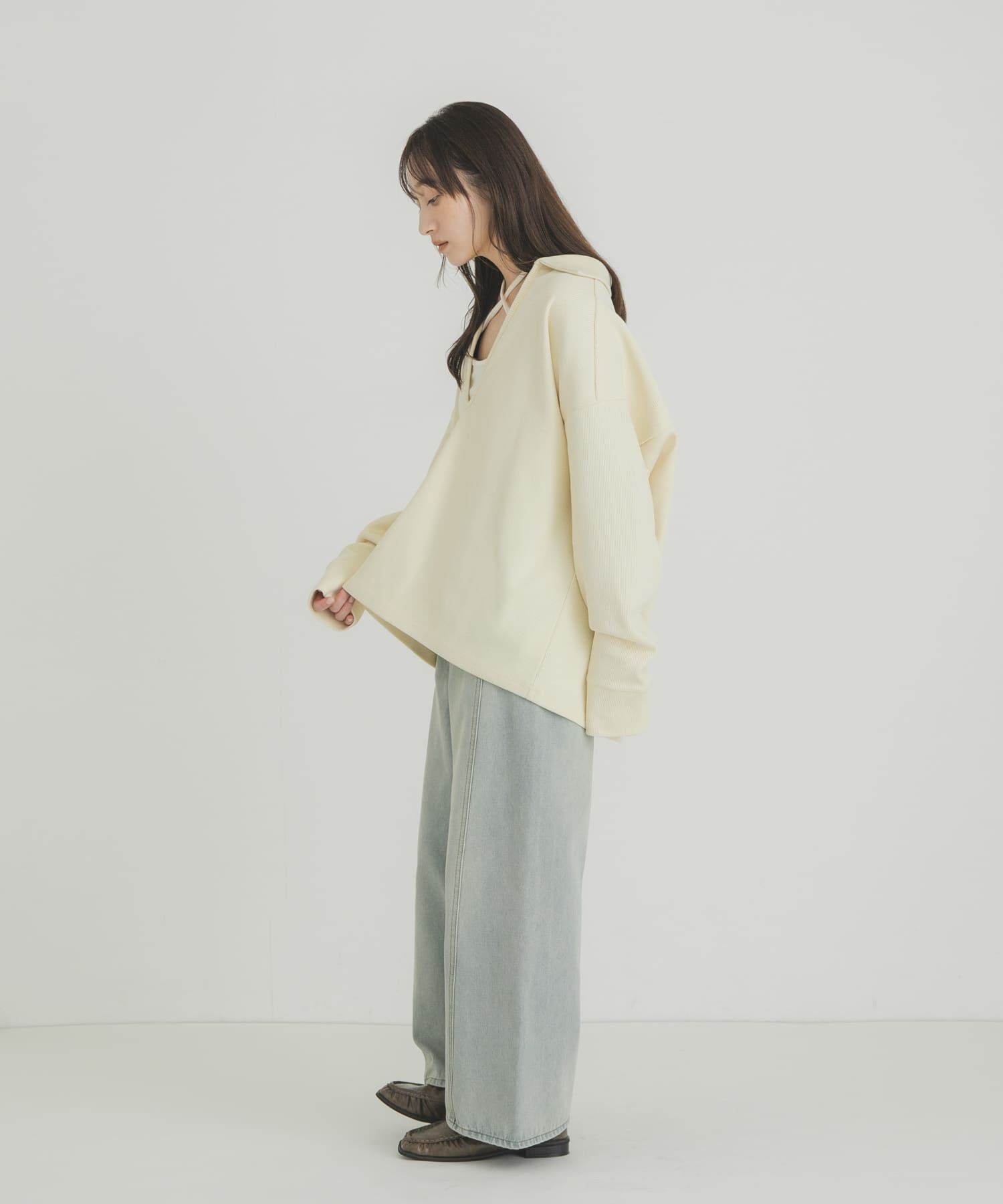  「キーネックカラーBIGトップス」|Tシャツ・カットソー|