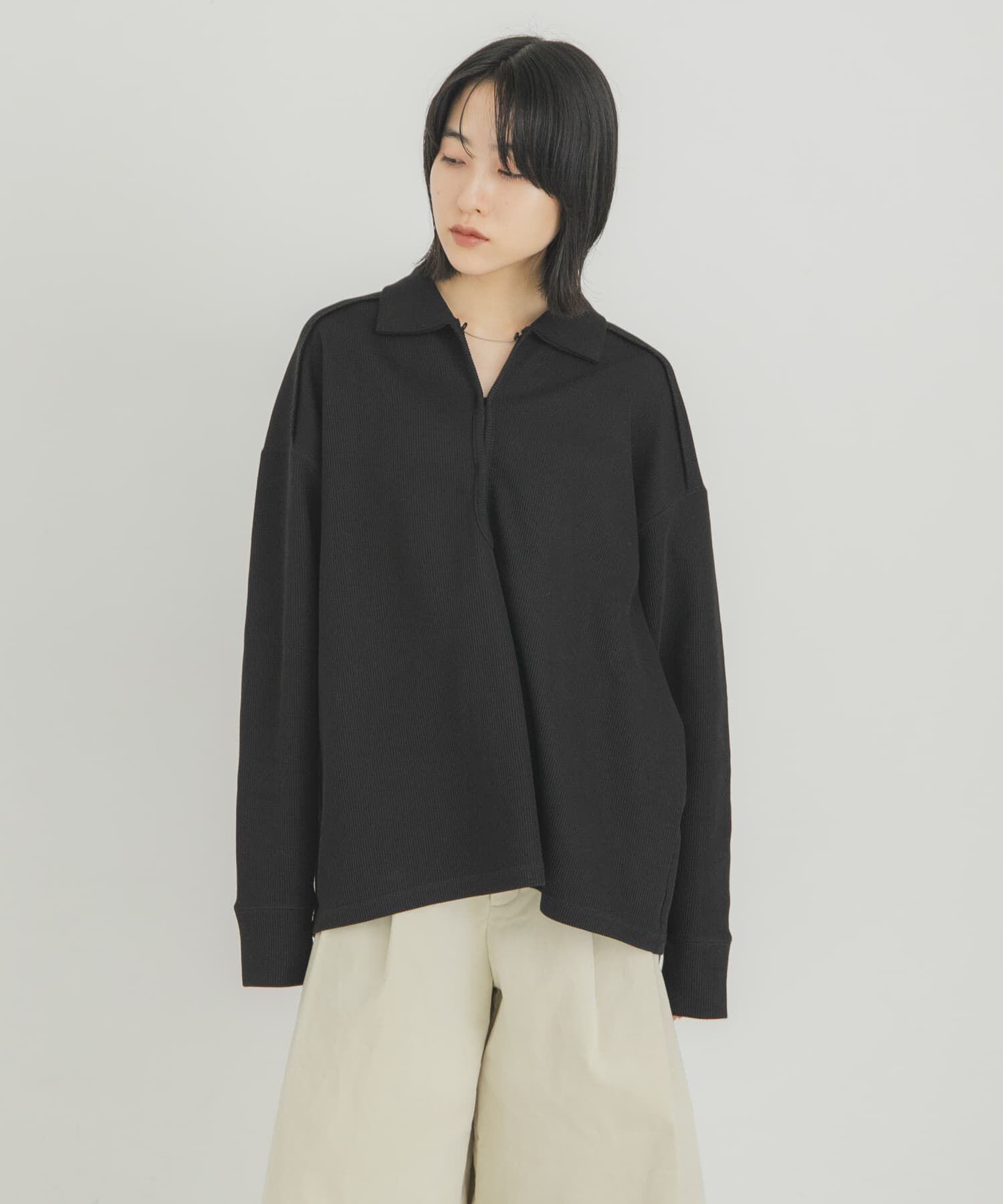  「キーネックカラーBIGトップス」|Tシャツ・カットソー|