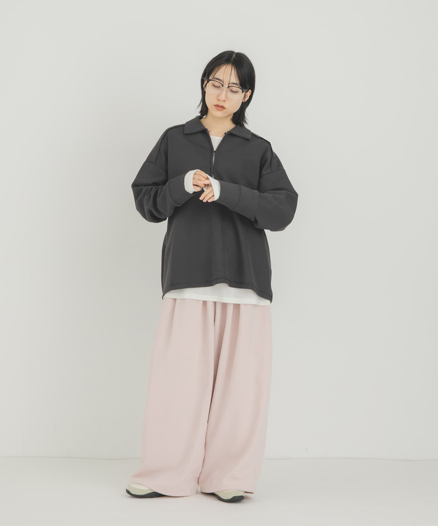 「キーネックカラーBIGトップス」|Tシャツ・カットソー|