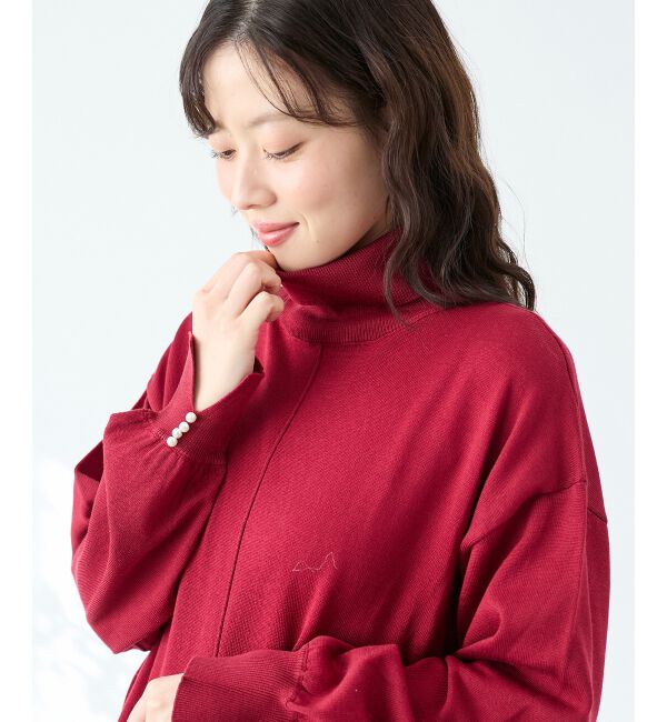  「ウォッシャブルハイネックニットワンピース」|ワンピース|