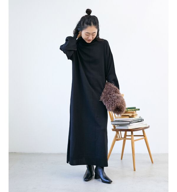  「ウォッシャブルハイネックニットワンピース」|ワンピース|
