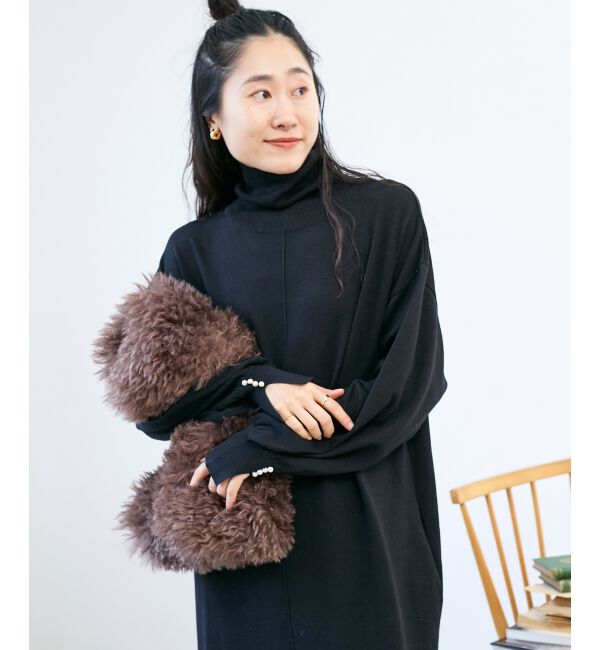 「ウォッシャブルハイネックニットワンピース」|ワンピース|