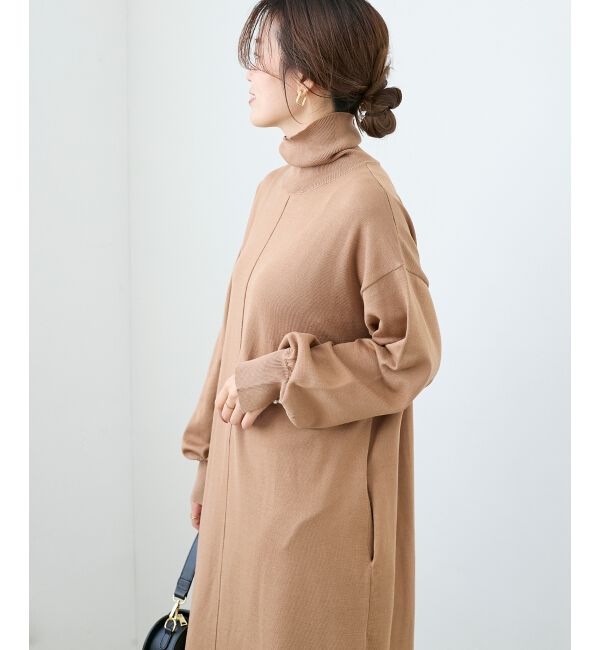  「ウォッシャブルハイネックニットワンピース」|ワンピース|