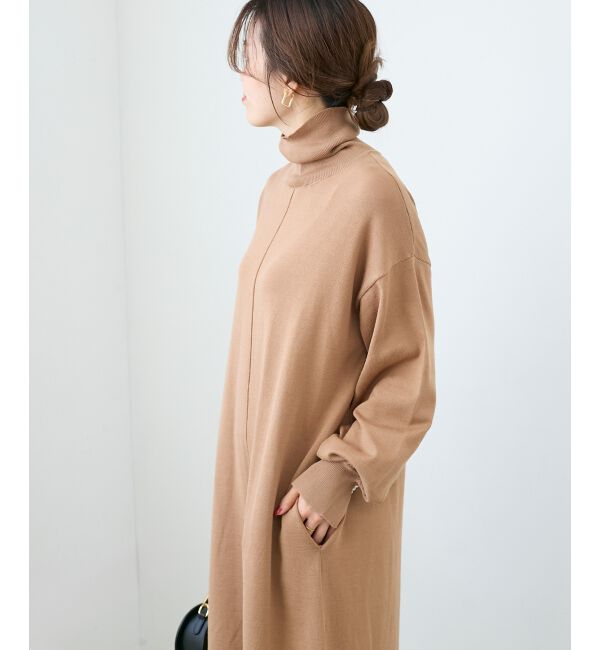  「ウォッシャブルハイネックニットワンピース」|ワンピース|