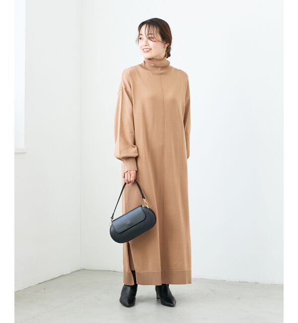  「ウォッシャブルハイネックニットワンピース」|ワンピース|