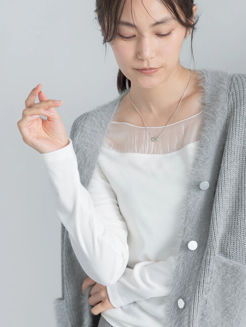 Te chichi「シアーネック切替ロンT《2026 AUTUMN LOOK item》」|Tシャツ・カットソー|オフホワイト