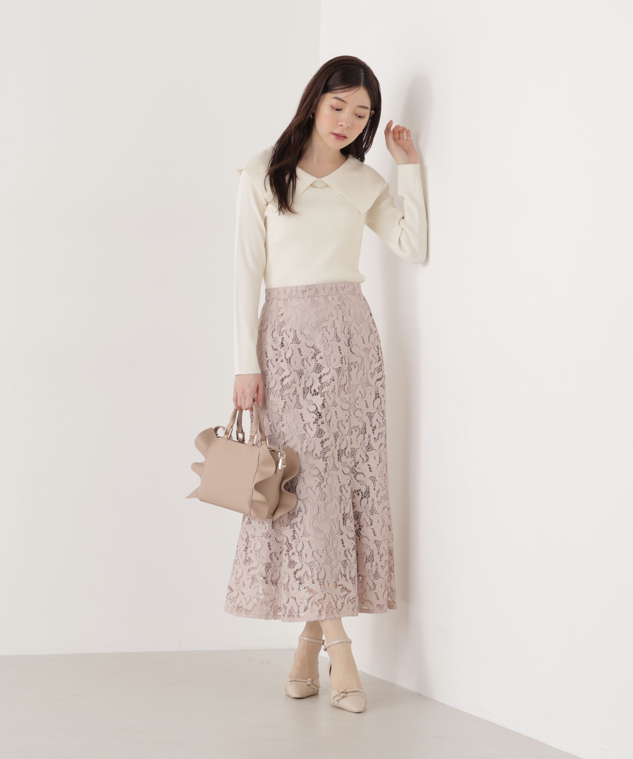 PROPORTION BODY DRESSING「バー付きビッグ襟ニット　26SS」|ニット・セーター|