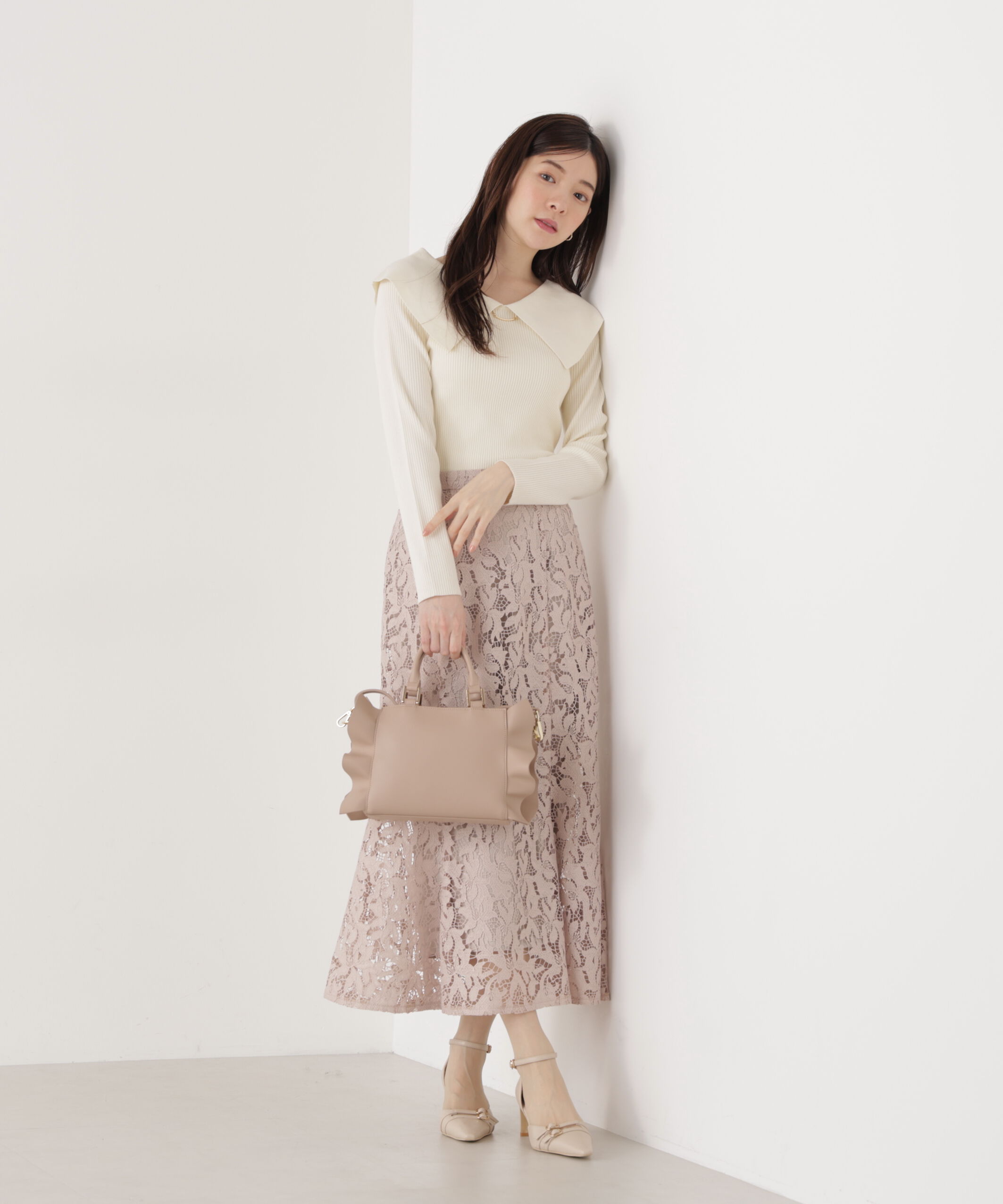 PROPORTION BODY DRESSING「バー付きビッグ襟ニット　26SS」|ニット・セーター|