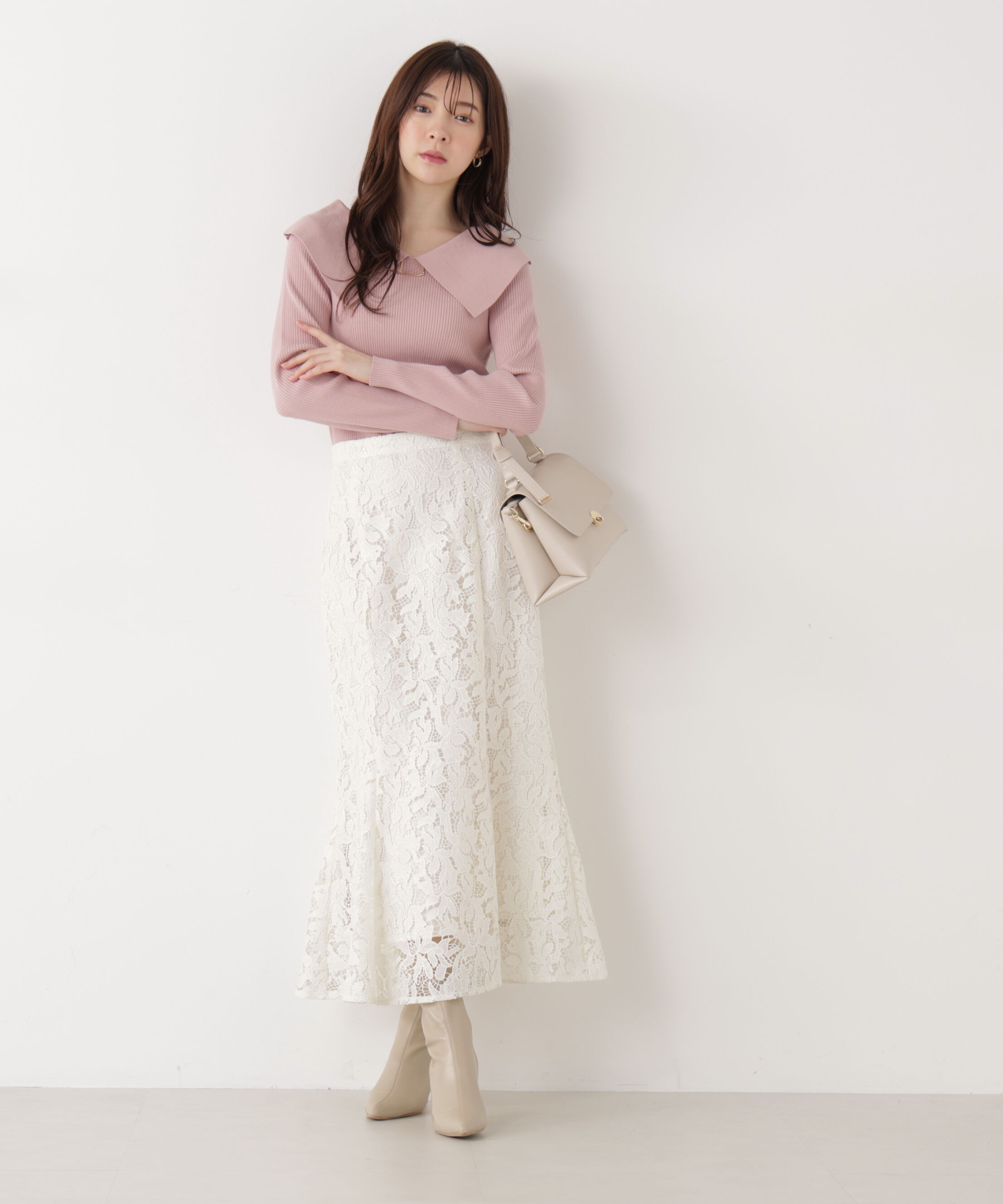 PROPORTION BODY DRESSING「バー付きビッグ襟ニット　26SS」|ニット・セーター|