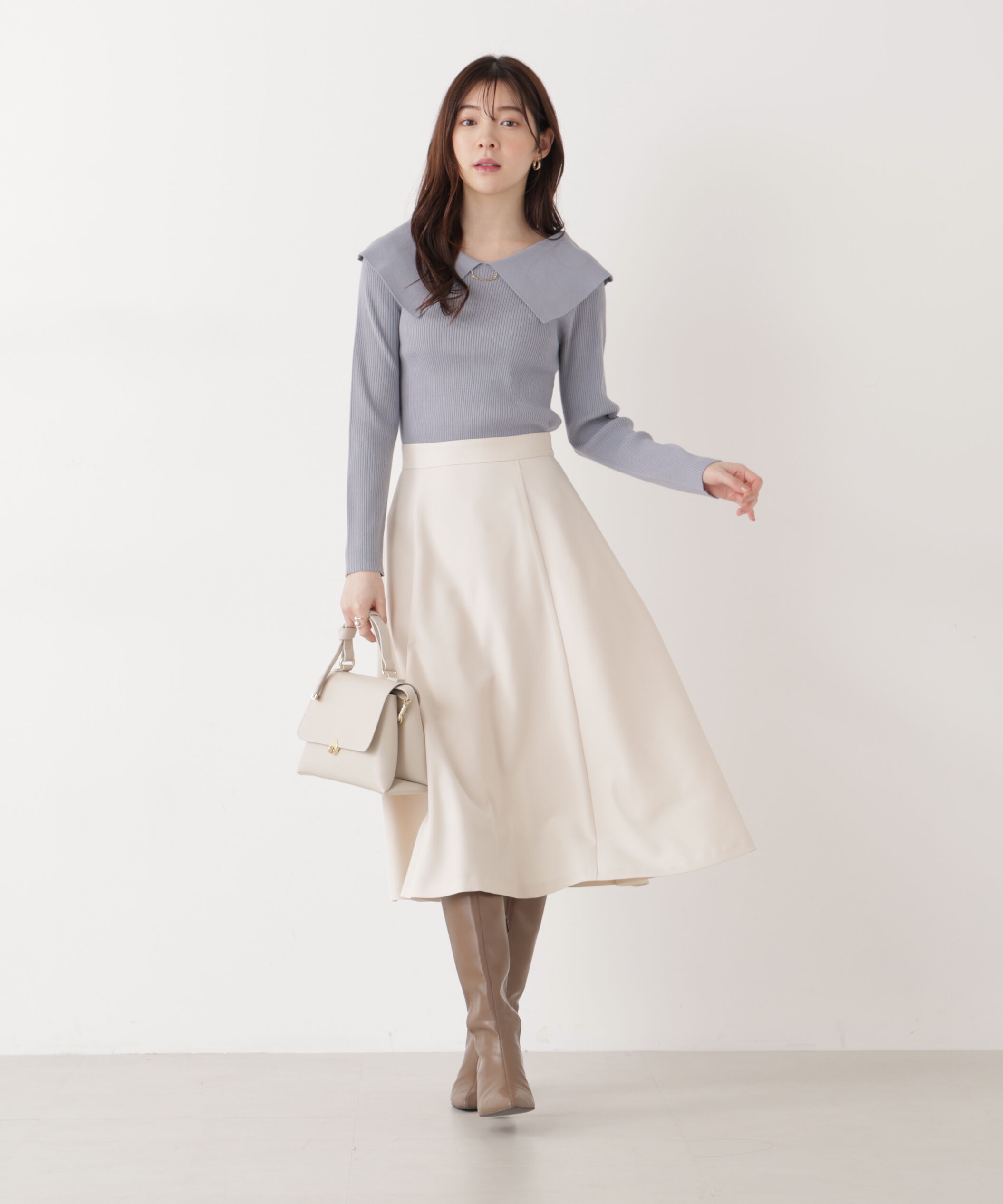 PROPORTION BODY DRESSING「バー付きビッグ襟ニット　26SS」|ニット・セーター|