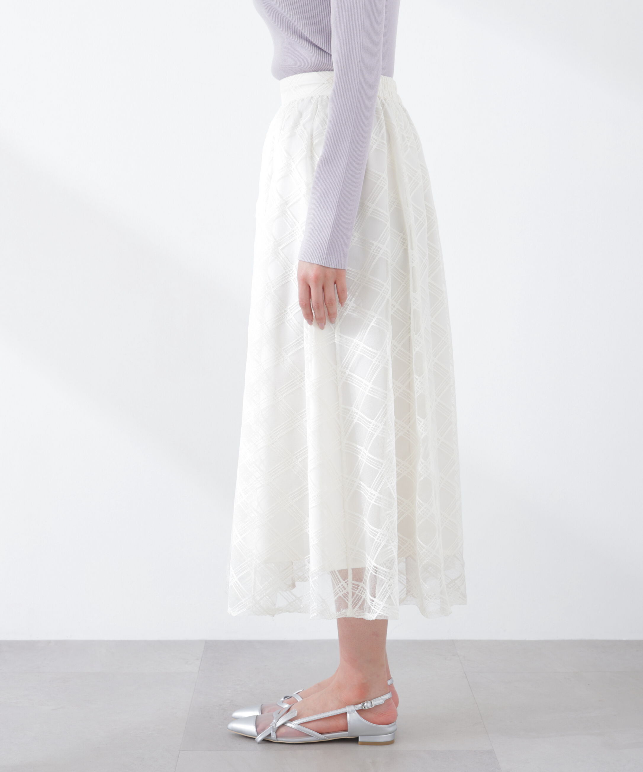 PROPORTION BODY DRESSING「シアーチェックフレアスカート　26SS」|スカート|