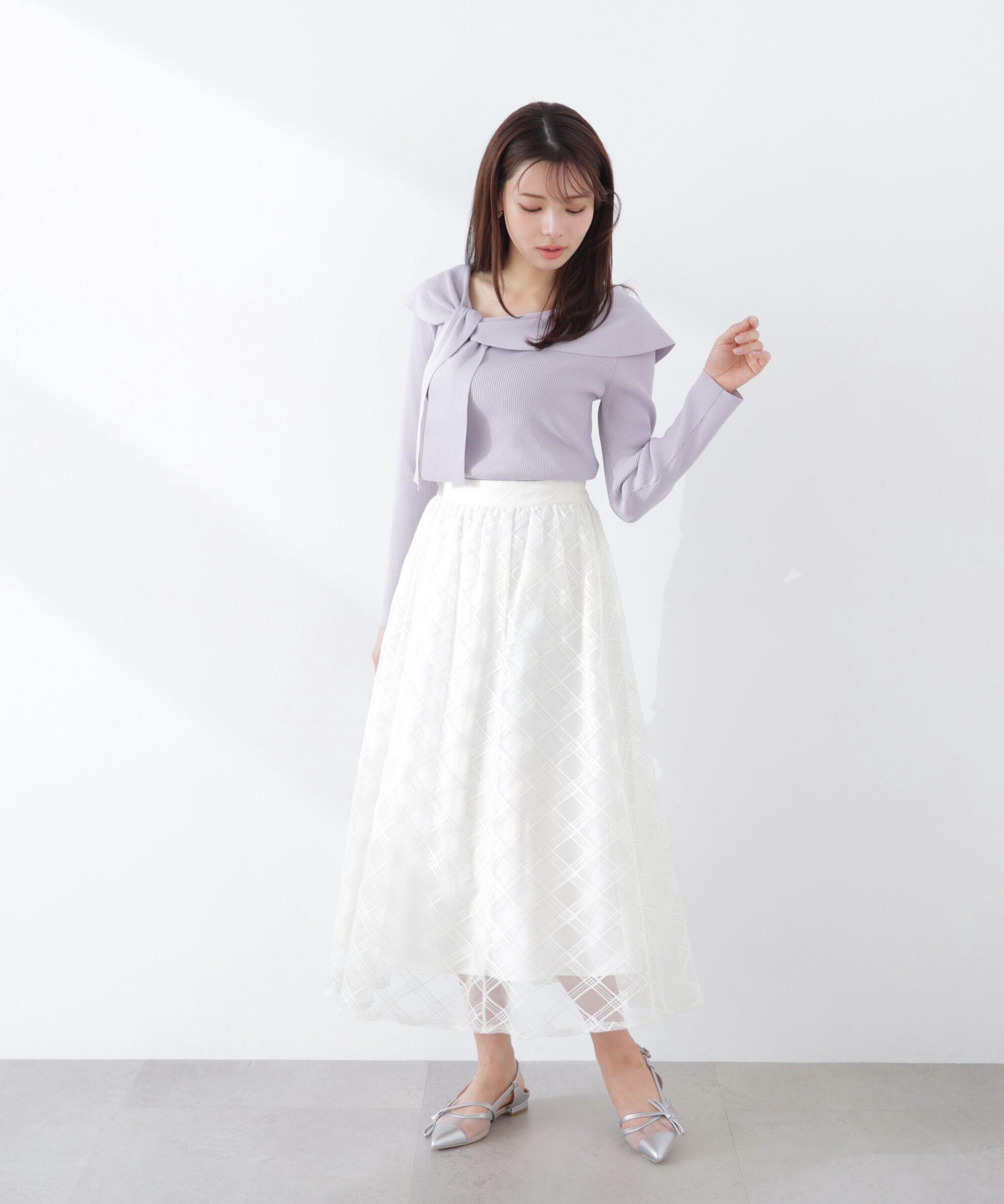 PROPORTION BODY DRESSING「シアーチェックフレアスカート　26SS」|スカート|