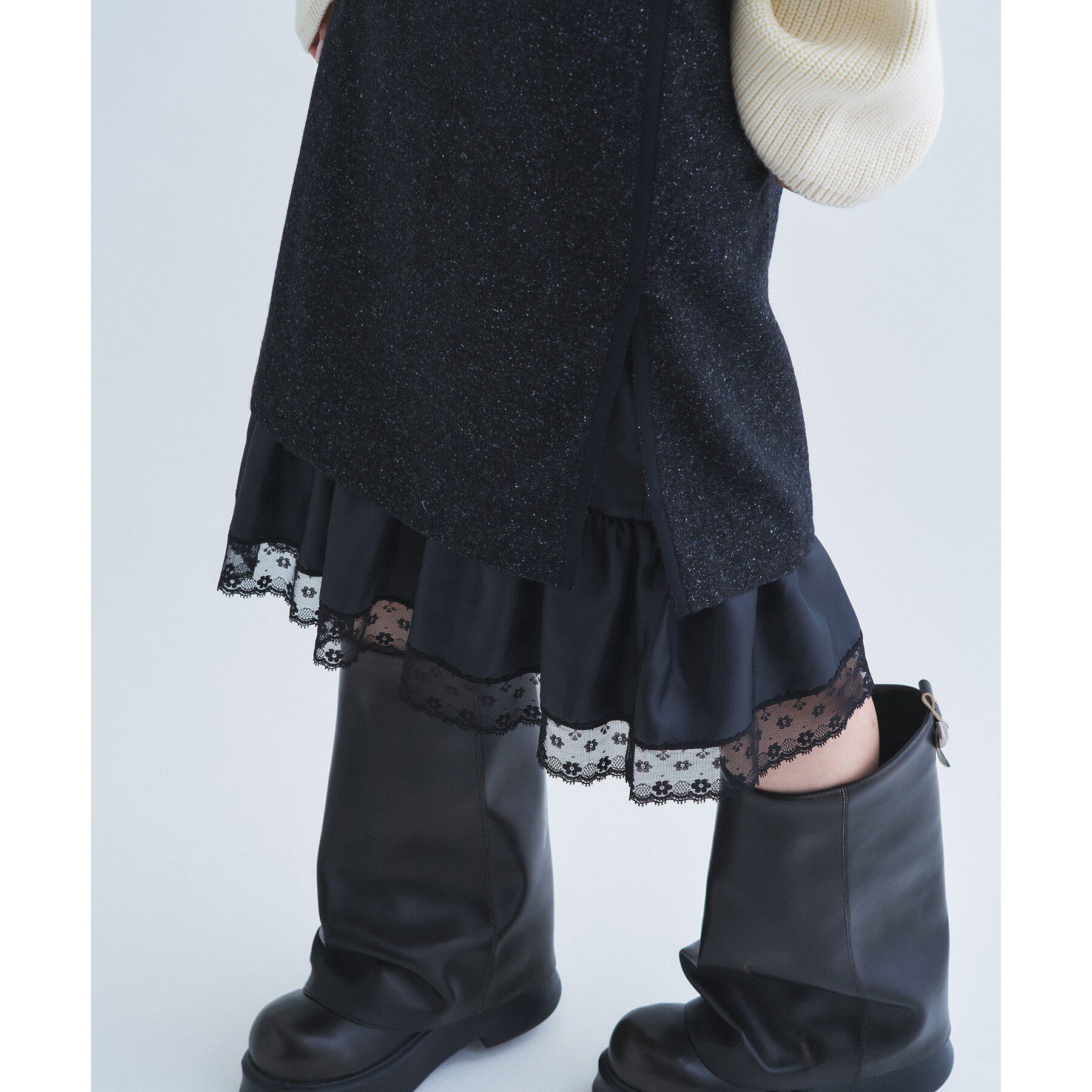 CODE A「nep tweed lace hem skirt」|スカート|