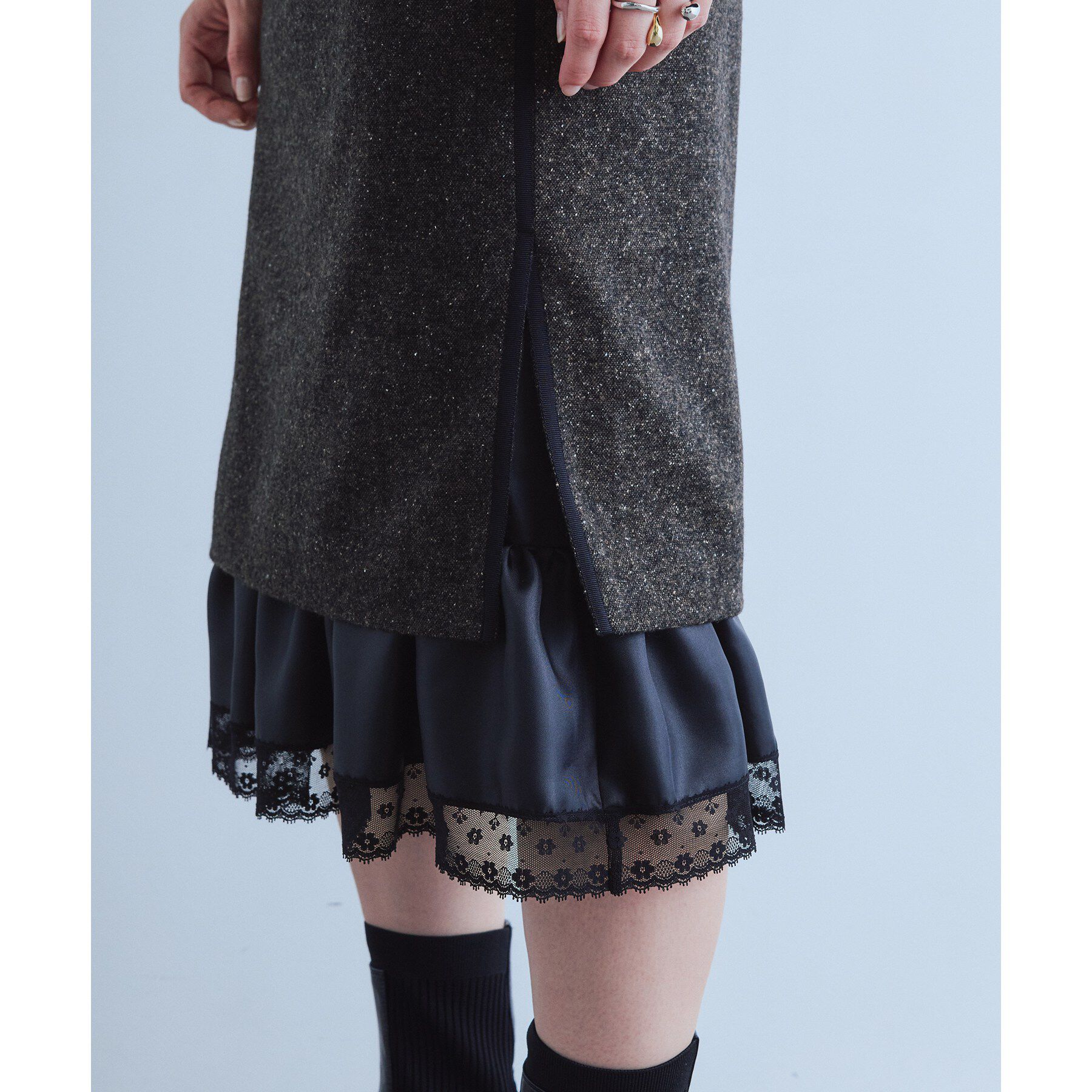 CODE A「nep tweed lace hem skirt」|スカート|