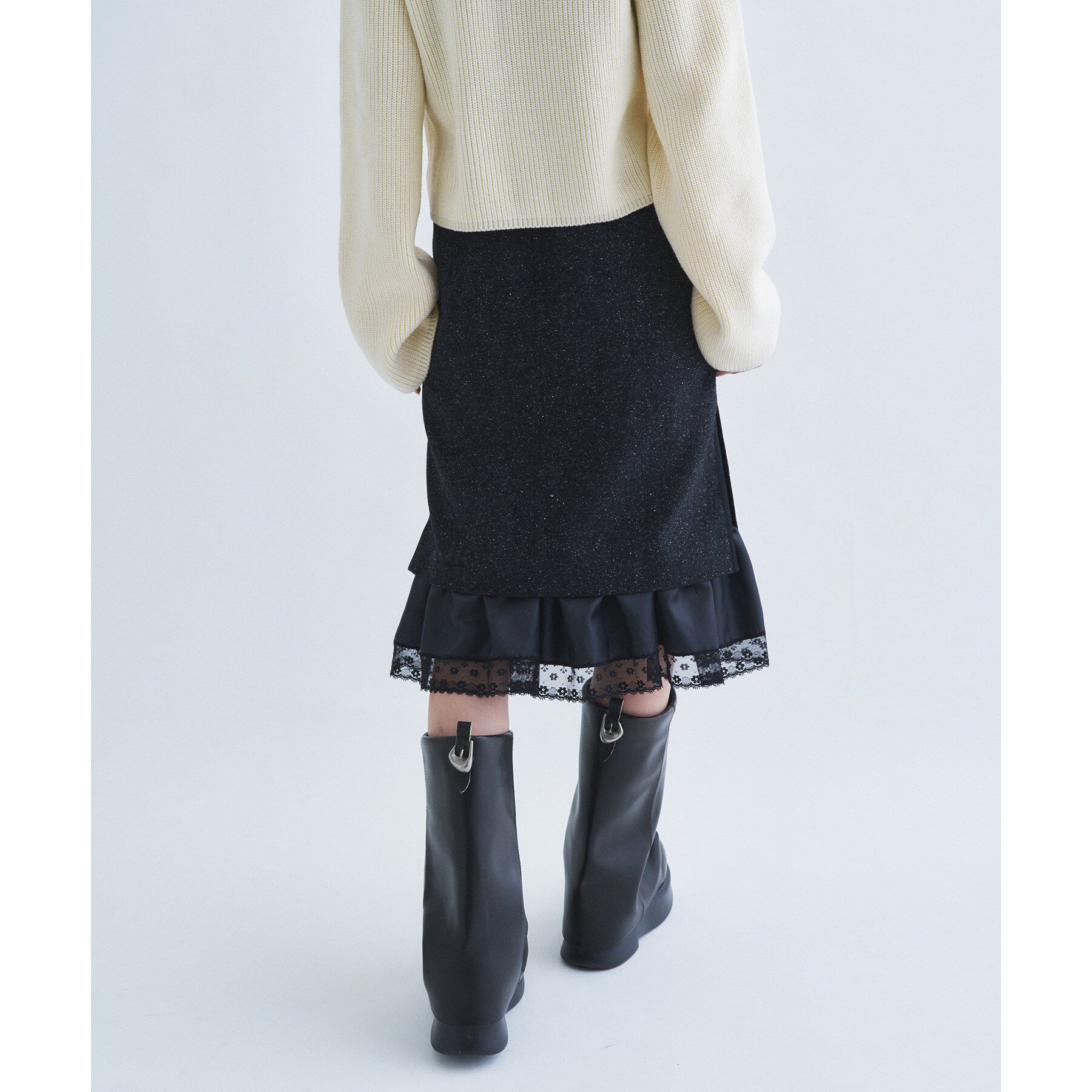 CODE A「nep tweed lace hem skirt」|スカート|