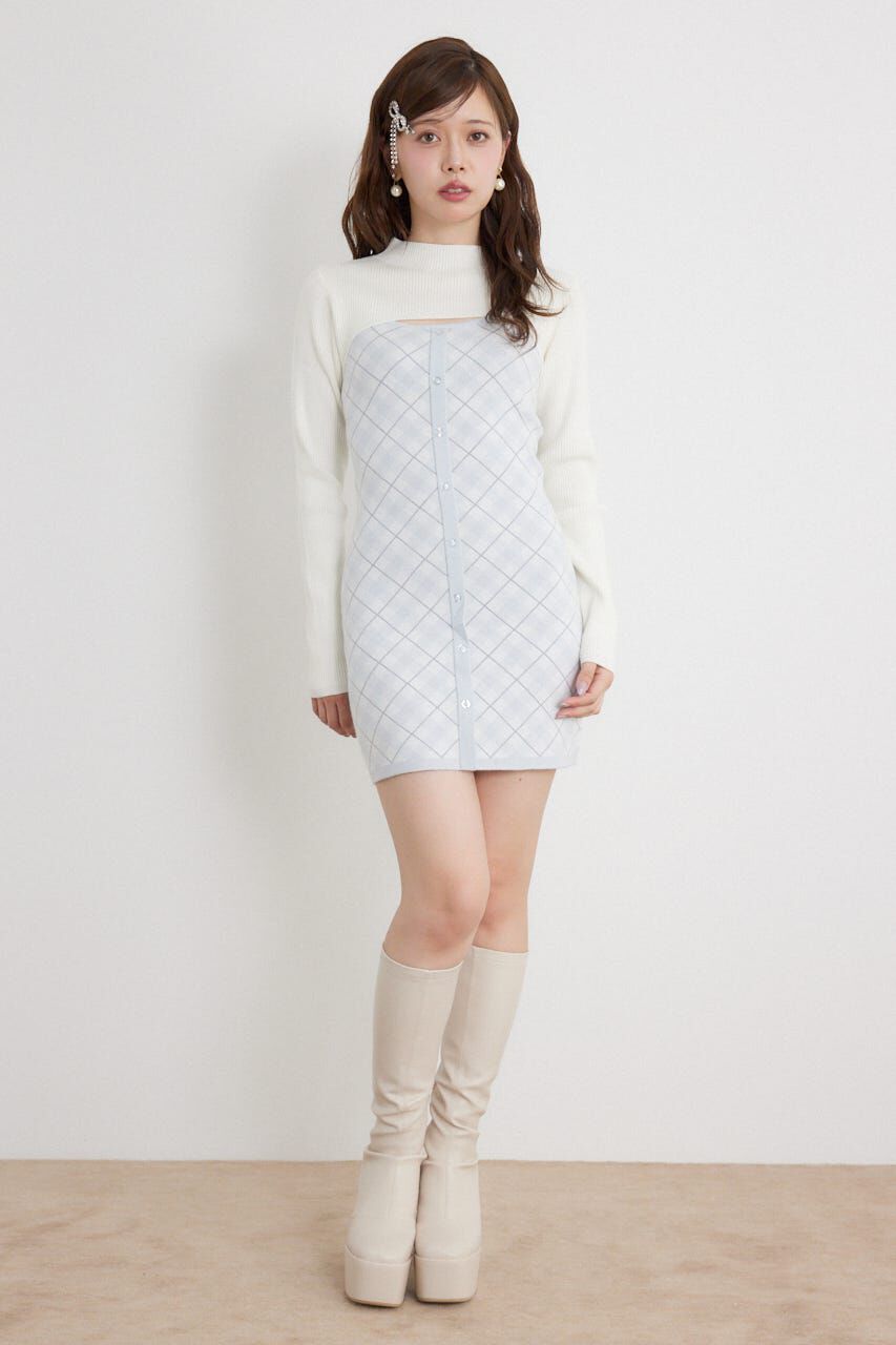 rienda「ハイネックニットセットジャガードミニワンピース」|ワンピース|