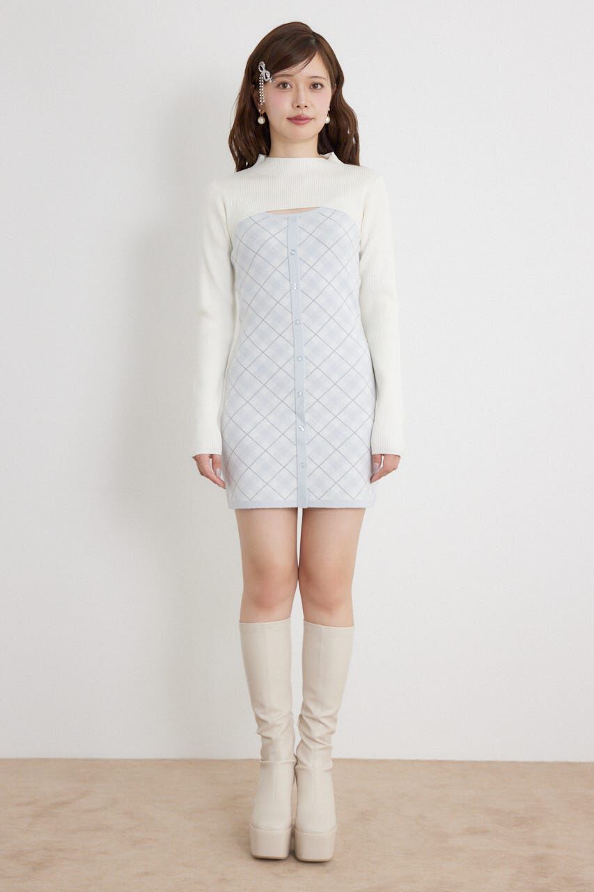 rienda「ハイネックニットセットジャガードミニワンピース」|ワンピース|