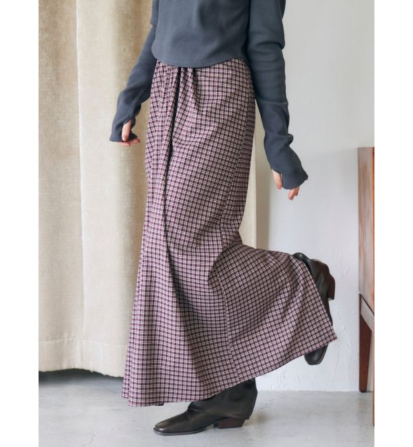 Ungrid「タックデザインチェックスカート」|スカート|